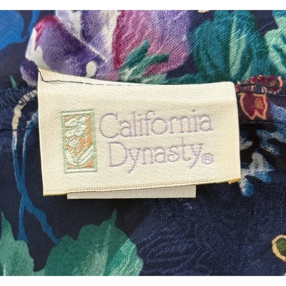 Vintage California Dynasty Slip Nightgown Lace Sheer Burnout Floral Blue Size S - Picture 6 of 7